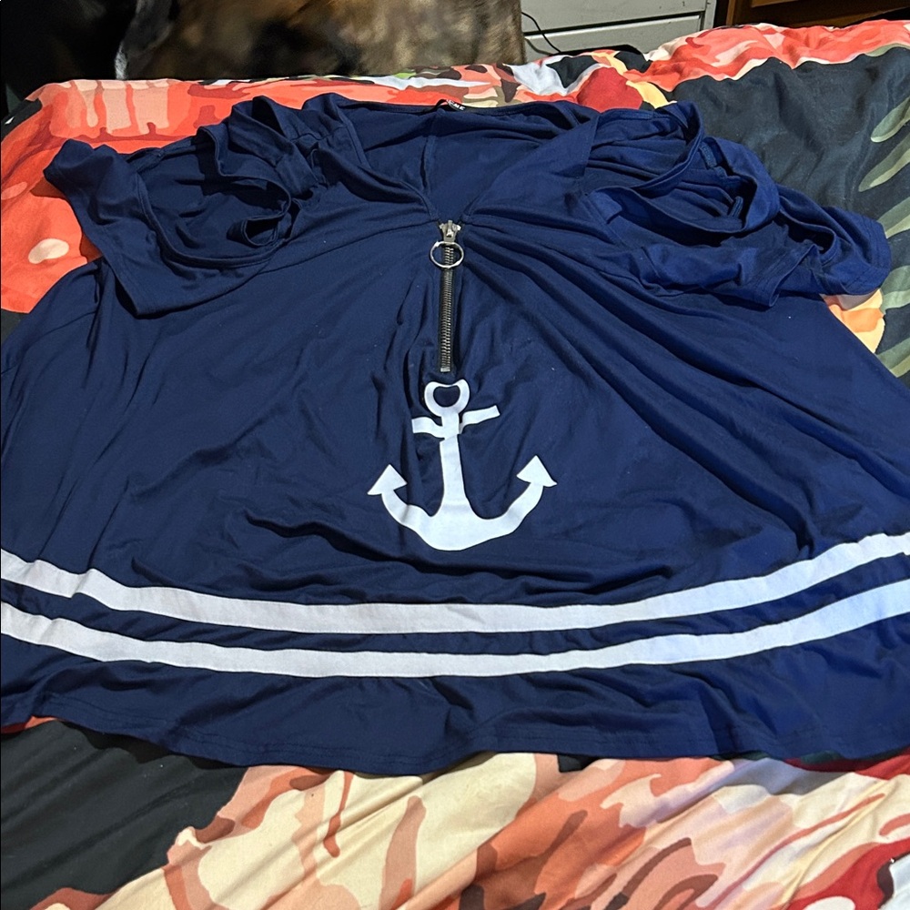 Nautical Navy Blue Anchor Top